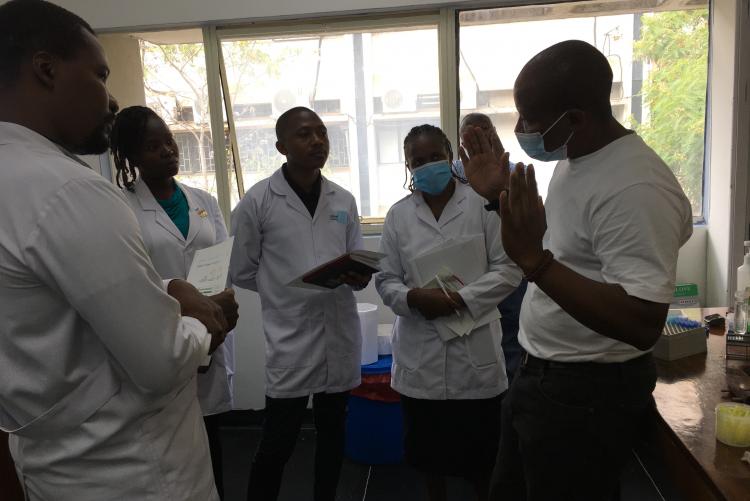 MSc Cytology students attending the training 